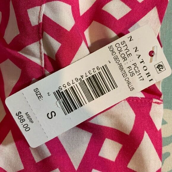 Natori Fuchsia Soho Geo Printed Challis Kaftan Dress Size S New - Picture 7 of 9